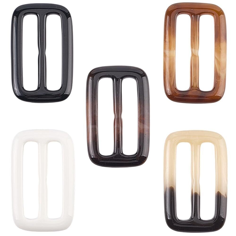 4312 20Pcs 5 Colors Resin Coat Buckle 2.3" x 1.5" Rectangle Silk Scarf T
